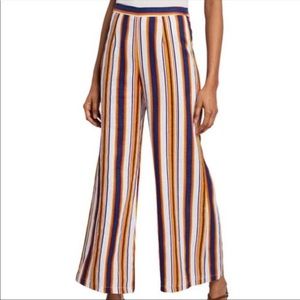 Faithfull the Brand Stripe Wide Legs Linen Pants Sz 8